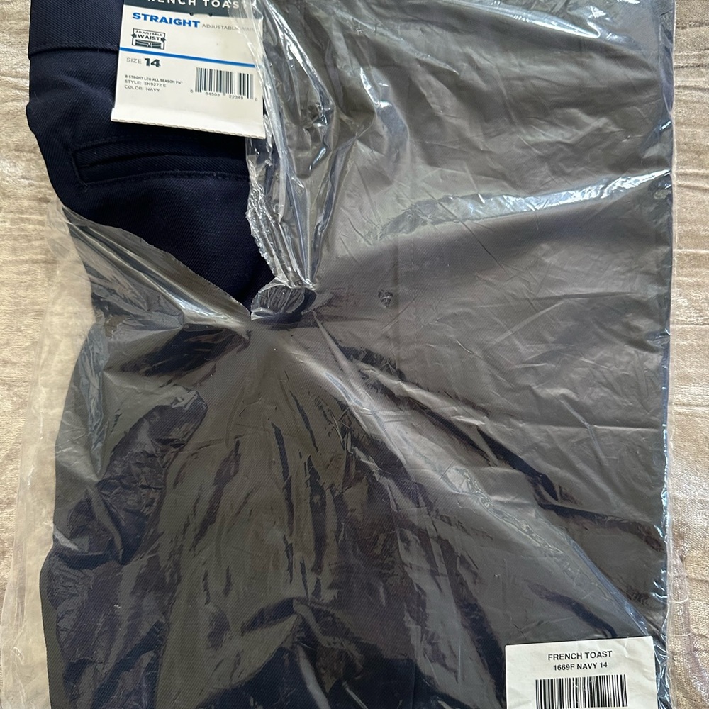 French Toast Adjustable Waist Navy Pants